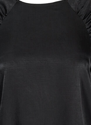 Langermet bluse med rynkedetaljer og dekorative knapper, Black, Packshot image number 2