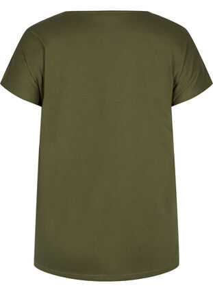 T-skjorte i bomull med mønster, Ivy Green Mel Leaf, Packshot image number 1