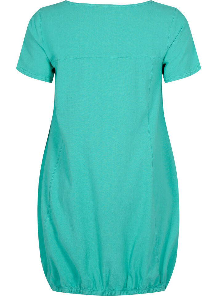 Kortermet kjole i bomull, Grønn, Packshot image number 1