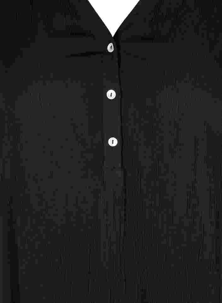 Viskosetunika med V-hals og knapper, Black, Packshot image number 2