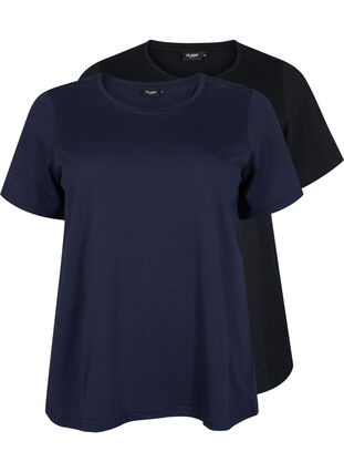 FLASH - 2 stk. T-skjorter med rund hals, Navy Blazer/Black, Packshot image number 0
