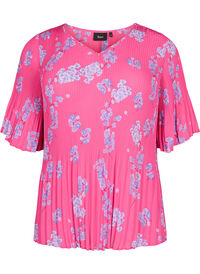Blomstrete bluse i plissé