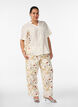 Bluse med albuelange ermer og blomsterdetaljer, Beige, Model image number 1