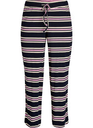 Stripete pyjamabukser med vide ben, Bl&aring;