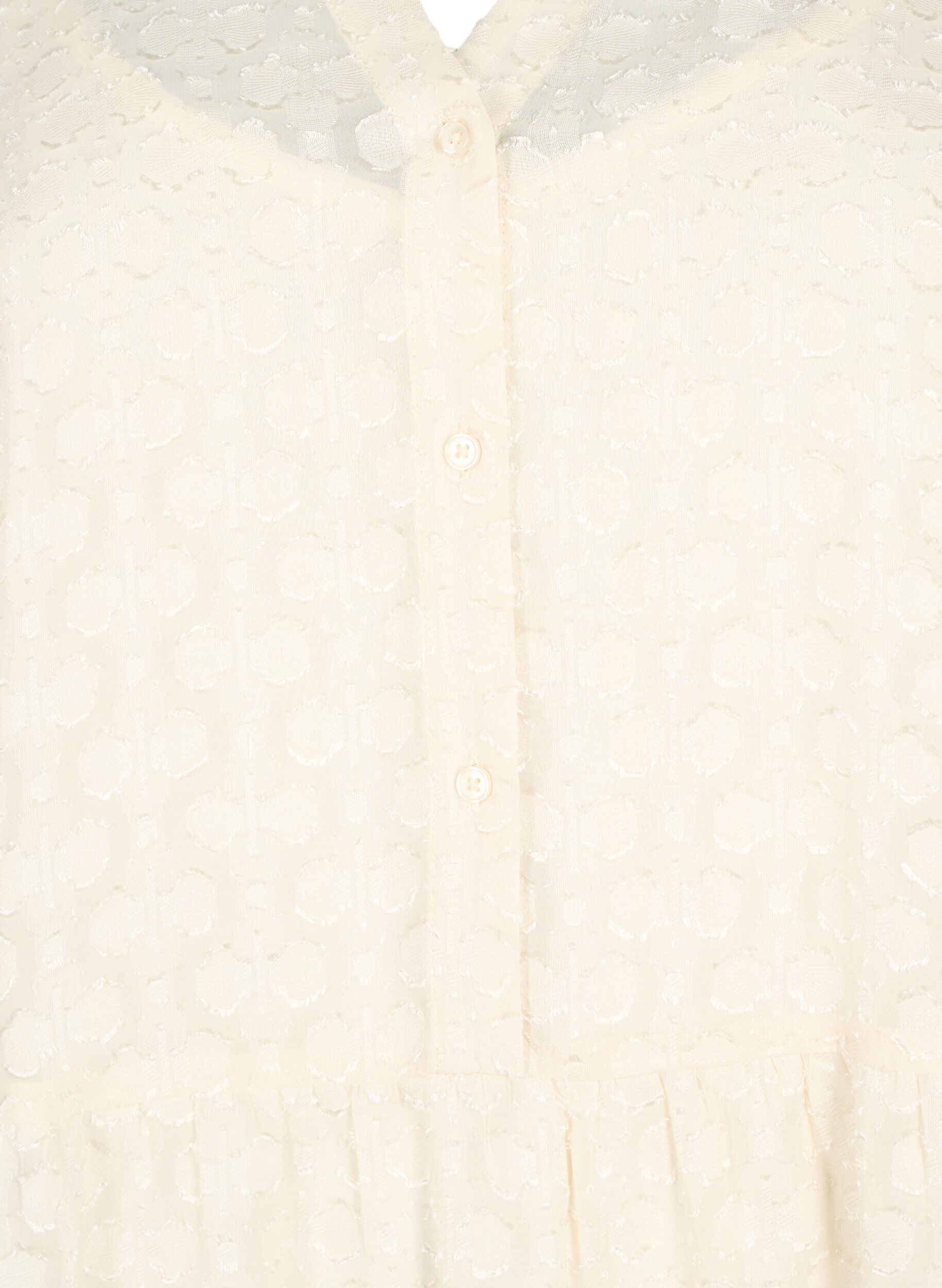 Zizzi Jacquard kjole med volangkrage, Birch, Packshot image number 2