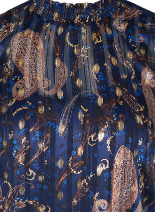 Mønstrete bluse med høy hals og smock, Paisley Foil, Packshot image number 2