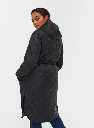 Lett jakke med quiltet mønster og hette, Black, Model image number 1