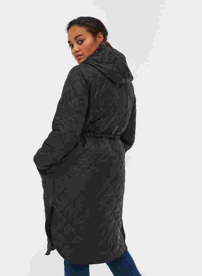 Lett jakke med quiltet mønster og hette, Black, Model image number 1