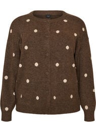 Cardigan med et prikkete m&oslash;nster, Brun