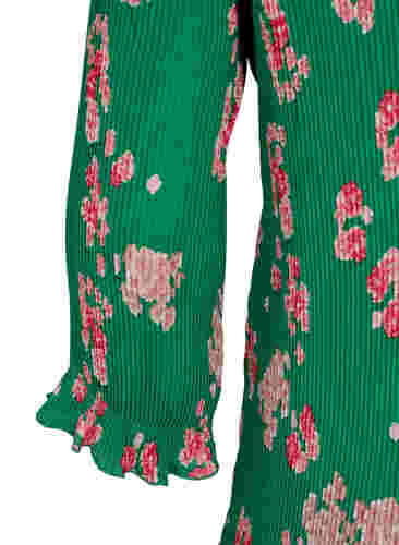 Bluse med plissé og 3/4-ermer, Jolly Green Flower, Packshot image number 2