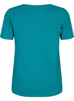 Ensfarget basis T-skjorte i bomull, Deep Lake, Packshot image number 1