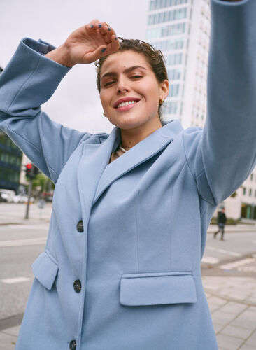 Zizzi Lang kåpe med en splitt på ryggen, Blå, Image image number 0