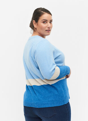 Stripete strikkegenser med rund hals, Skydiver Comb, Model image number 1