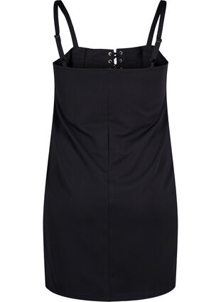 Kroppsnær kjole med snøredetaljer, Black, Packshot image number 1