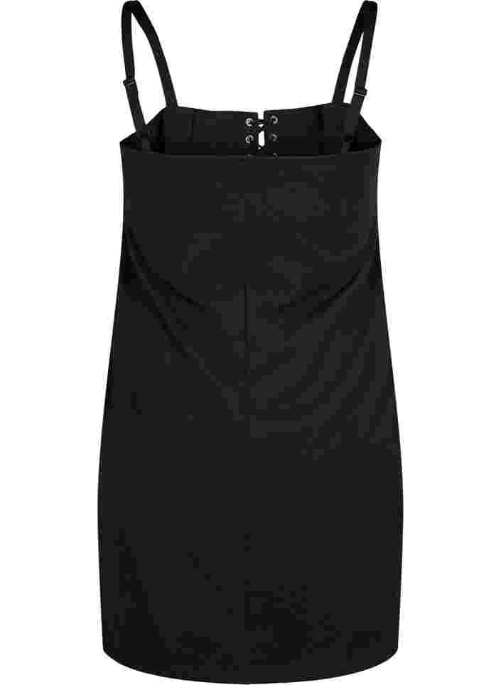 Kroppsnær kjole med snøredetaljer, Black, Packshot image number 1