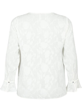 Langermet skjorte i jacquard look, Bright White, Packshot image number 1