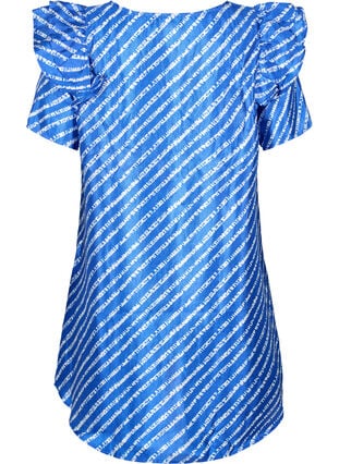 Zizzi Stripete tunika med frynser, S.T.W./White Stripes, Packshot image number 1