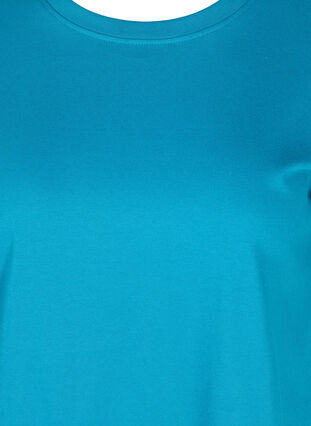 Lang kortermet T-skjorte i bomull, Fjord Blue, Packshot image number 2