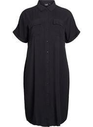 Lang skjortekjole med korte ermer, Svart