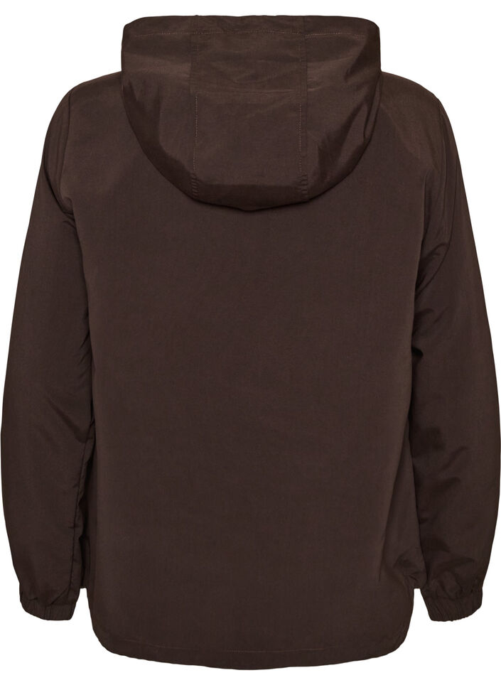 Lett jakke med hette og glidel&aring;s, Brun, Packshot image number 1