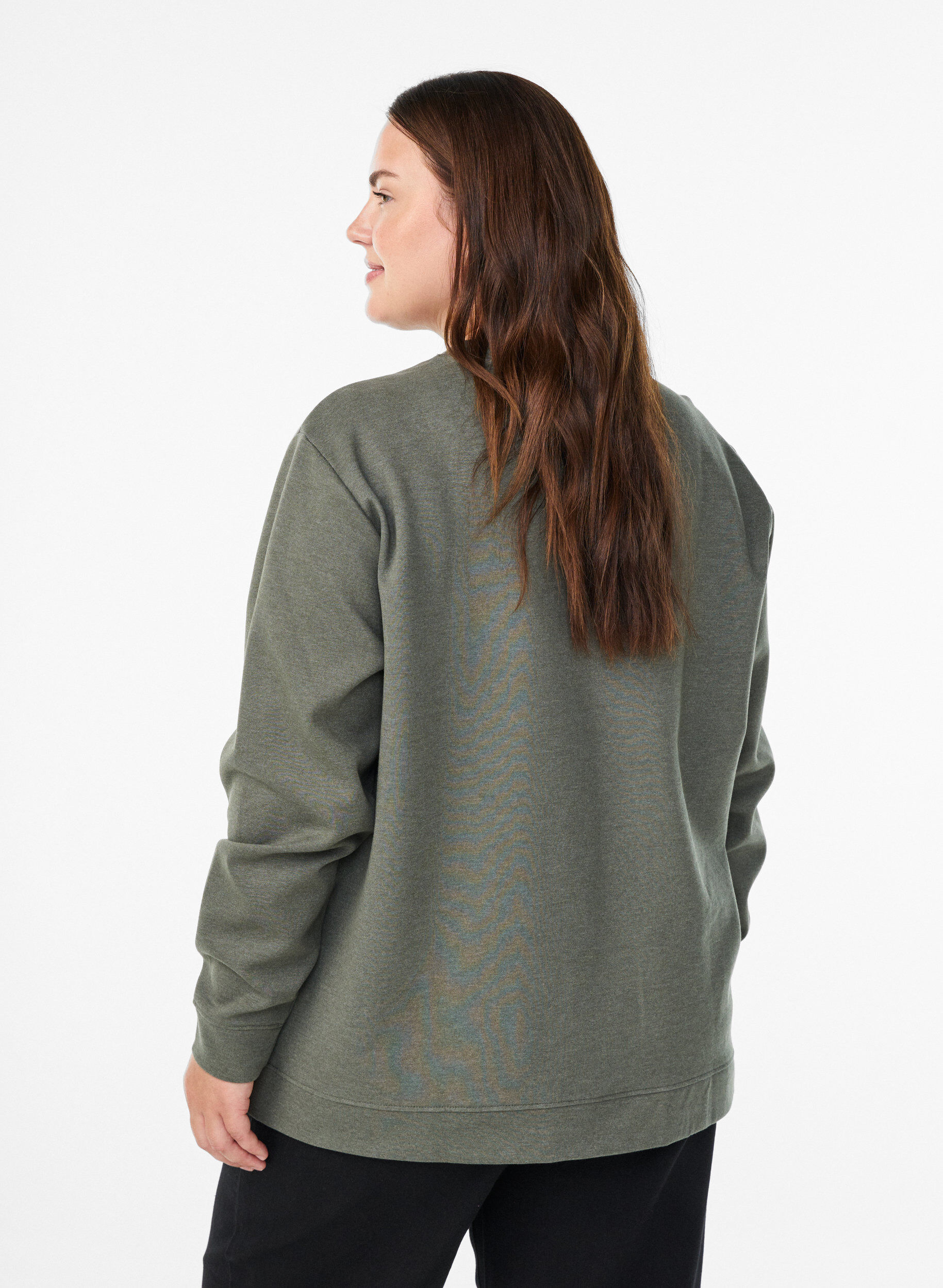 Zizzi Genser med crewneck, Gr&oslash;nn, Model image number 2