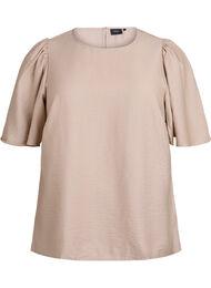Bluse med korte, vide ermer, Simply Taupe