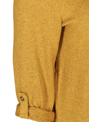 Bluse med 3/4-ermer og glidelås, YELLOW MELANGE, Packshot image number 3