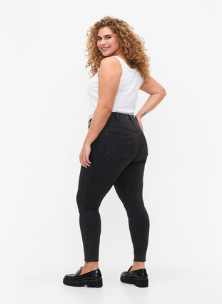 Cropped Amy jeans med glidelås, Grey Denim, Model image number 1