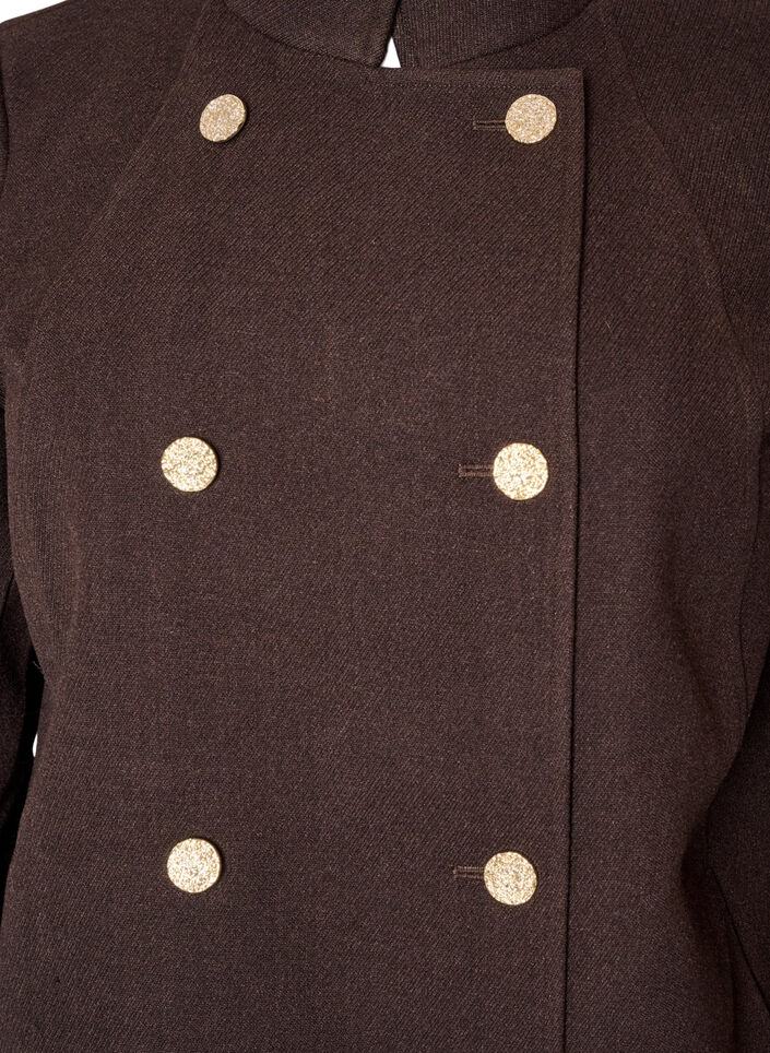 A-line k&aring;pe med gullknapper, Brun, Packshot image number 2