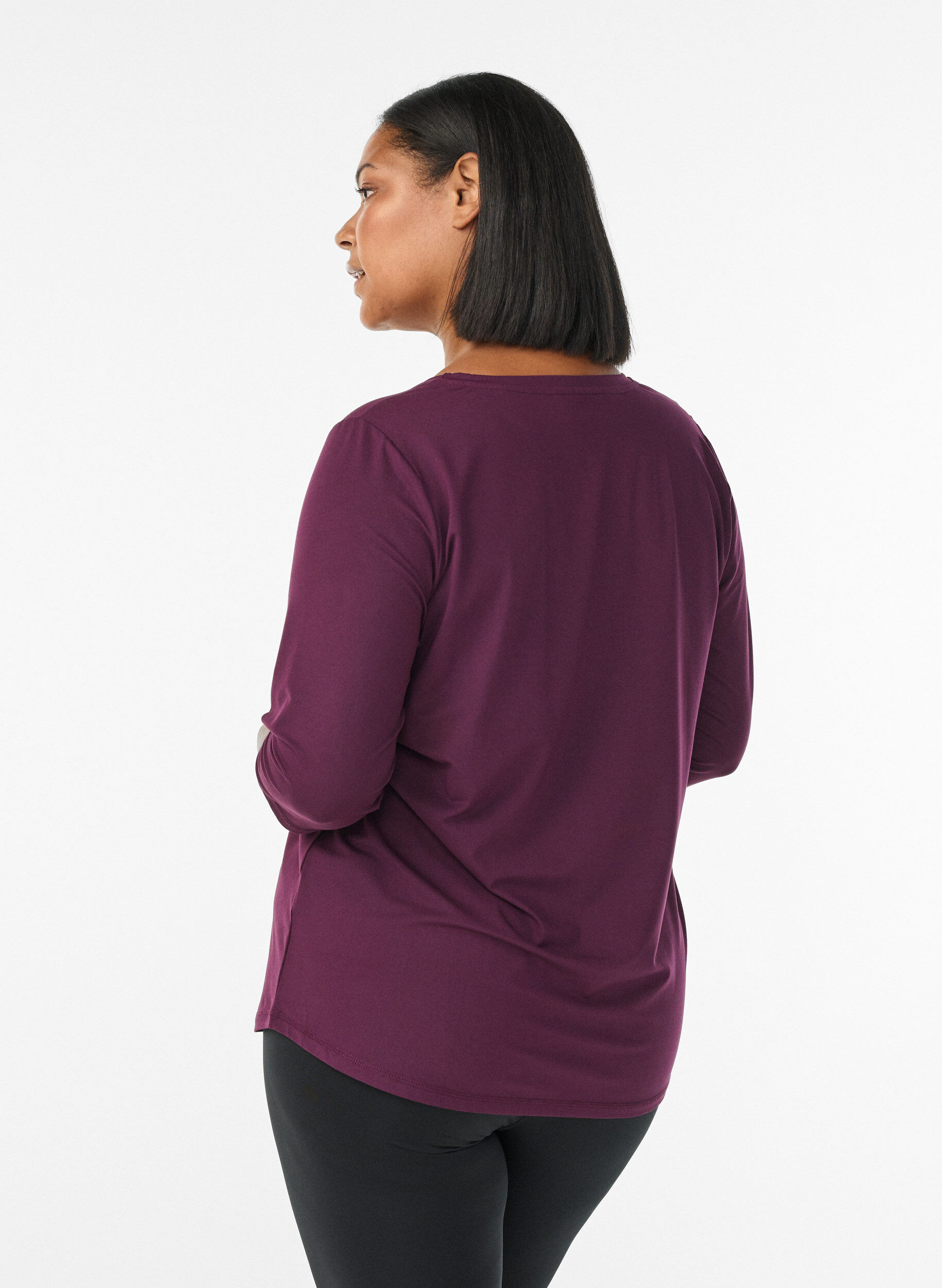 Zizzi Treningsbluse med 3/4-ermer, Lilla, Model image number 2