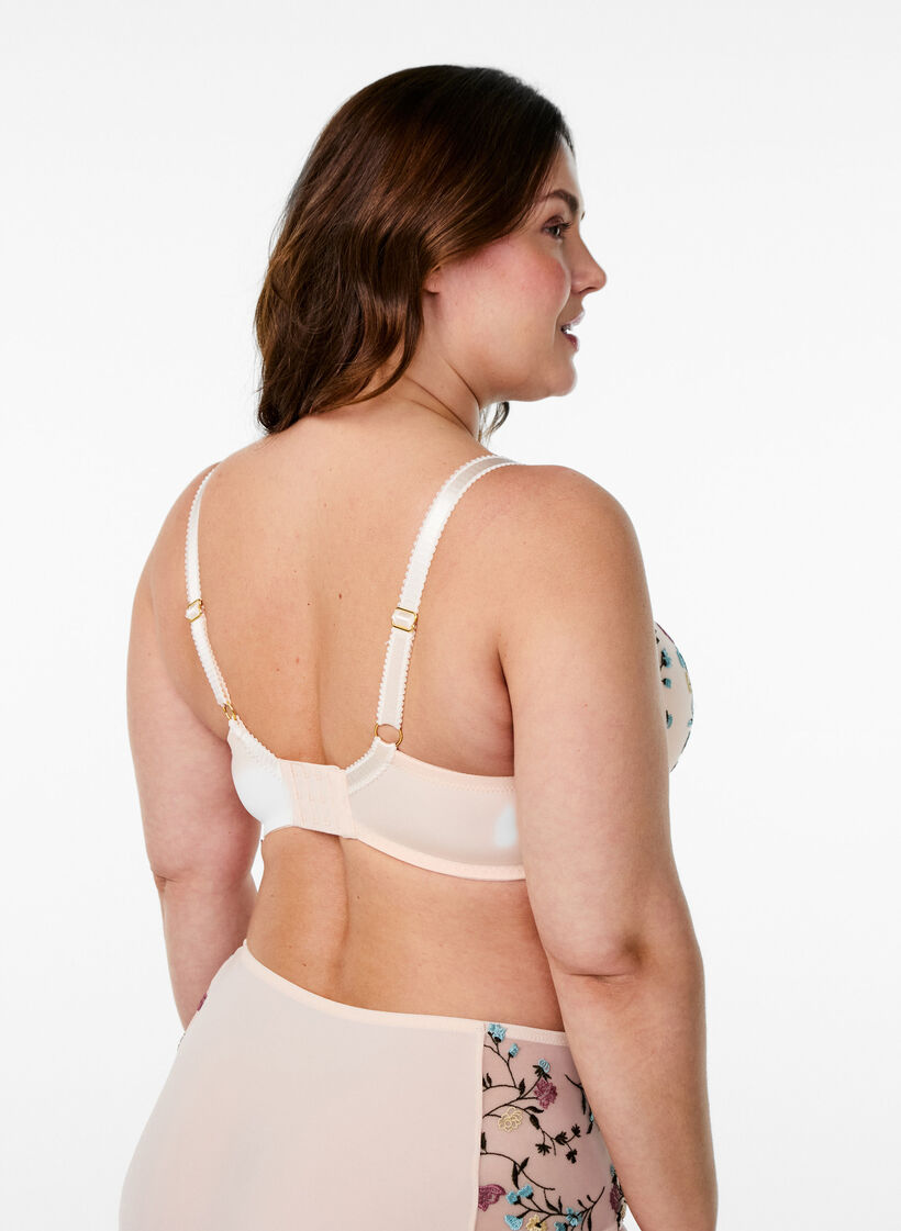 Formstøpt BH med broderte blomster, Rosa, Model image number 2