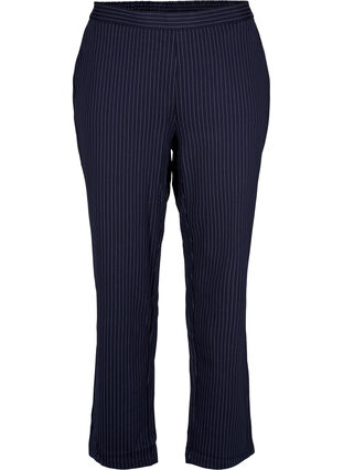 Nålestripete bukse med rette ben, Navy Stripe, Packshot image number 0