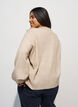 Strikket bluse med knappdetalj, Beige, Model image number 2