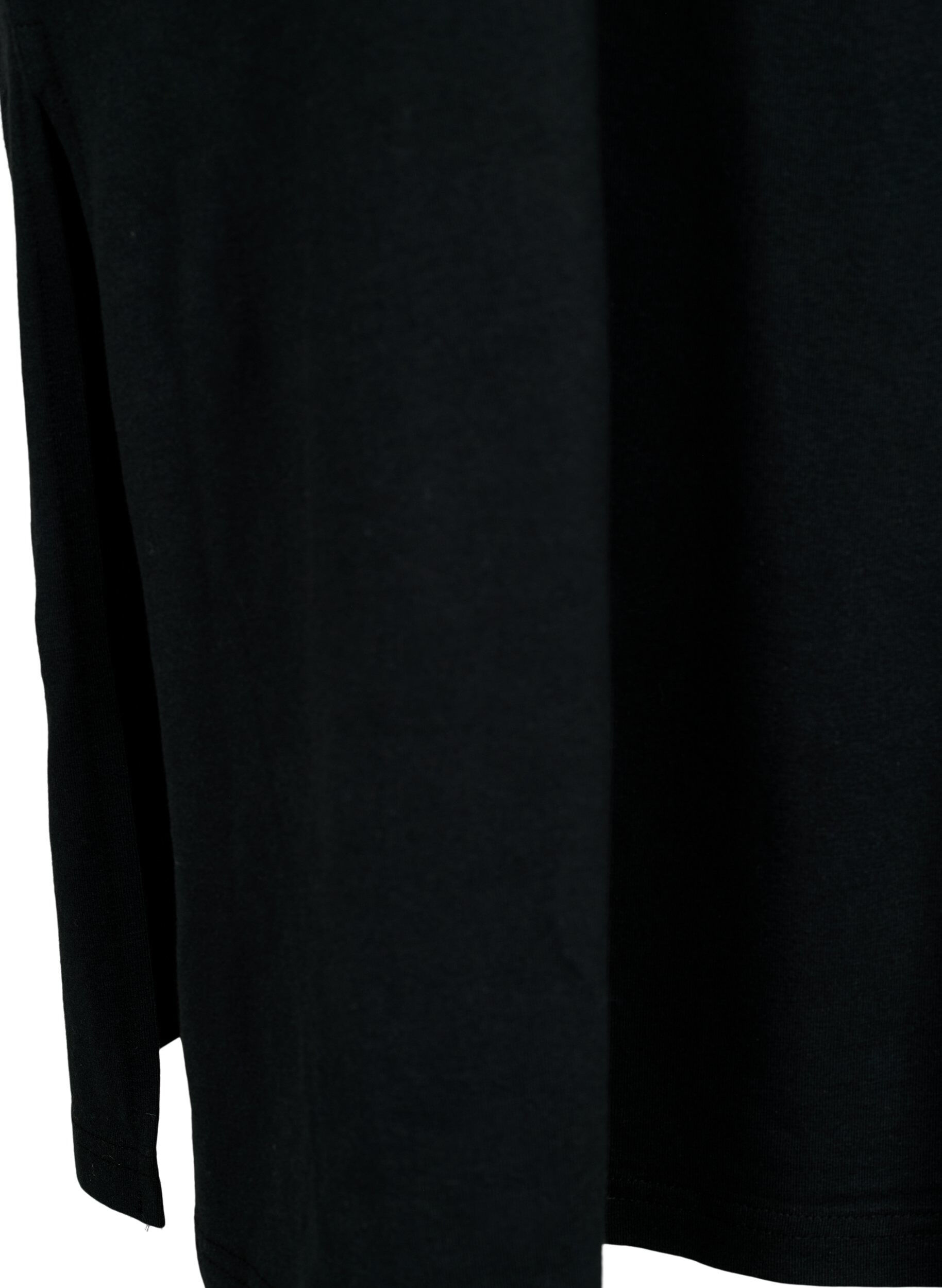 ZizziKortermet kjole i bomull med splitt, Black, Packshot image number 3