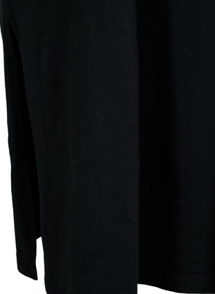 Kortermet kjole i bomull med splitt, Black, Packshot image number 3