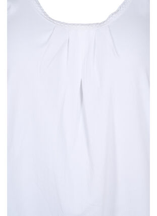 Bomullstopp med rund hals og blondekant, Bright White, Packshot image number 2