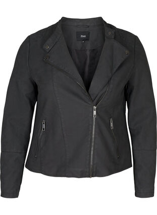 Kort jakke i imitert semsket skinn, Black, Packshot image number 0