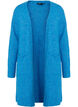 Lang strikket cardigan i ull med lommer, French Blue, Packshot image number 0