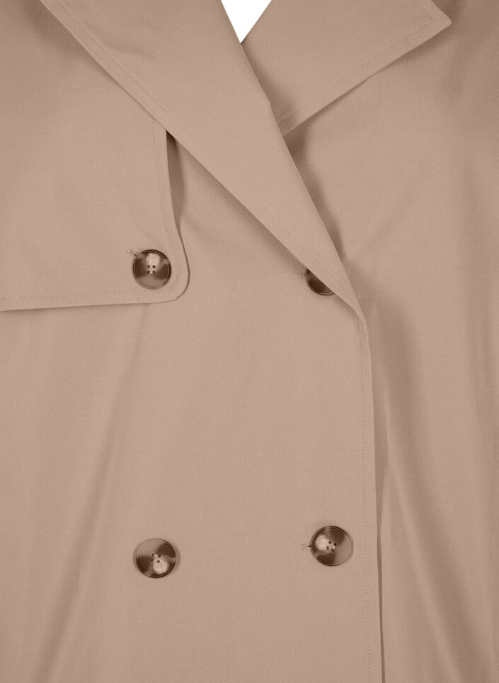 Kort trenchcoat med klassiske detaljer, Desert Taupe, Packshot