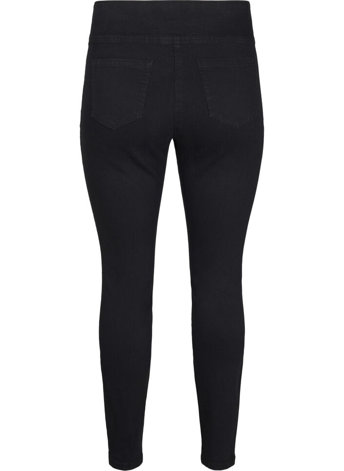 Elastiske jeggings med høy midje, Black, Packshot image number 1