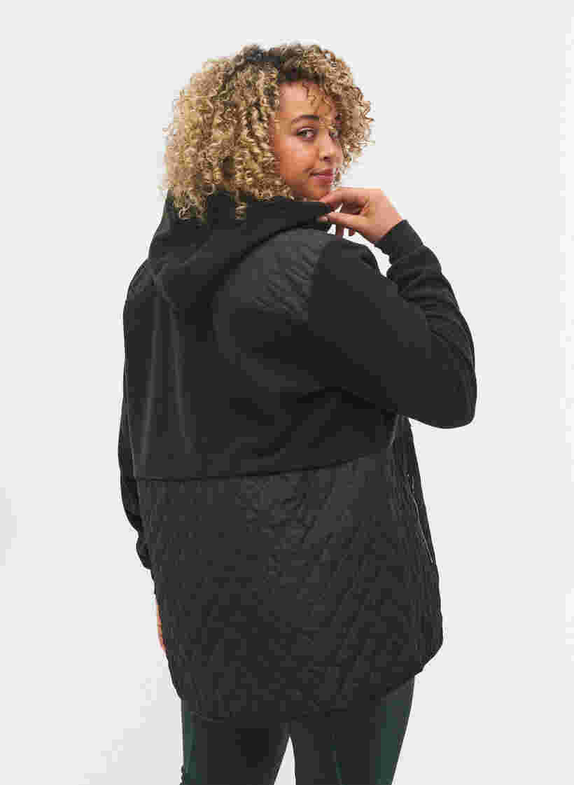 Treningsjakke med teddy og quilt, Black, Model image number 1