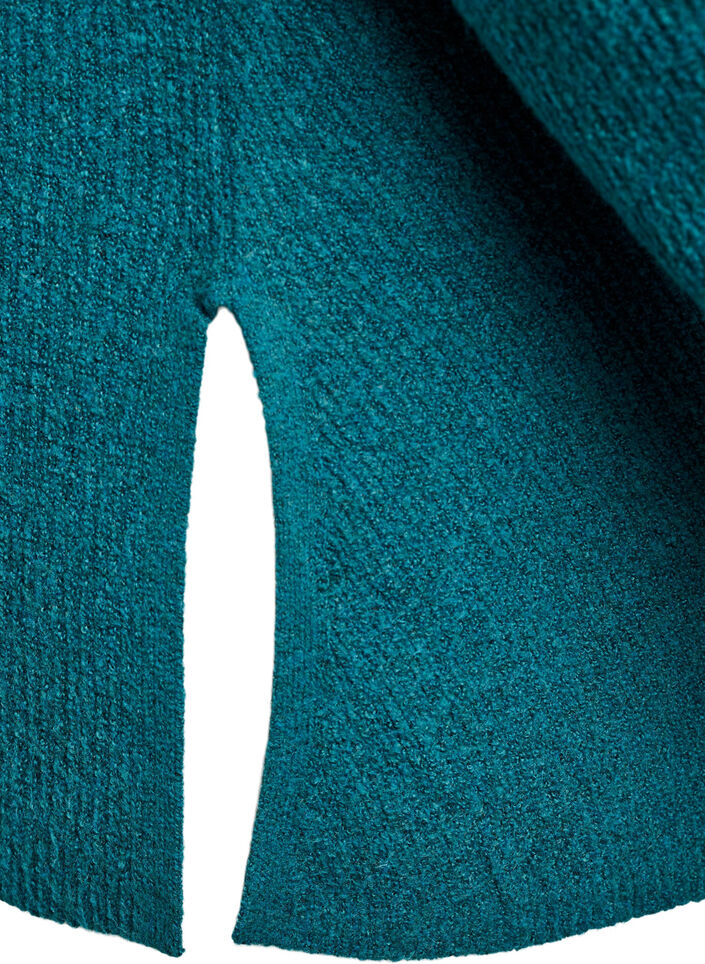 Strikkegenser med diagonalt m&oslash;nster og raglanermer, Gr&oslash;nn, Packshot image number 3