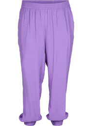 Løse viskosebukser med strikkant, Royal Lilac