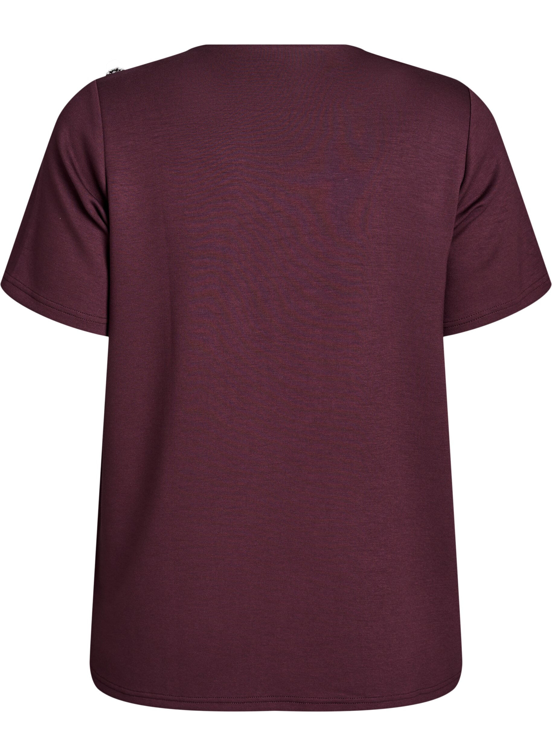 Zizzi Kortermet bluse med knappestolpe, M&oslash;rk Bordeaux, Packshot image number 1