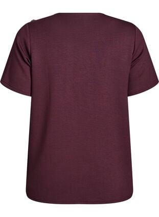 Zizzi Kortermet bluse med knappestolpe, Mørk Bordeaux, Packshot image number 1