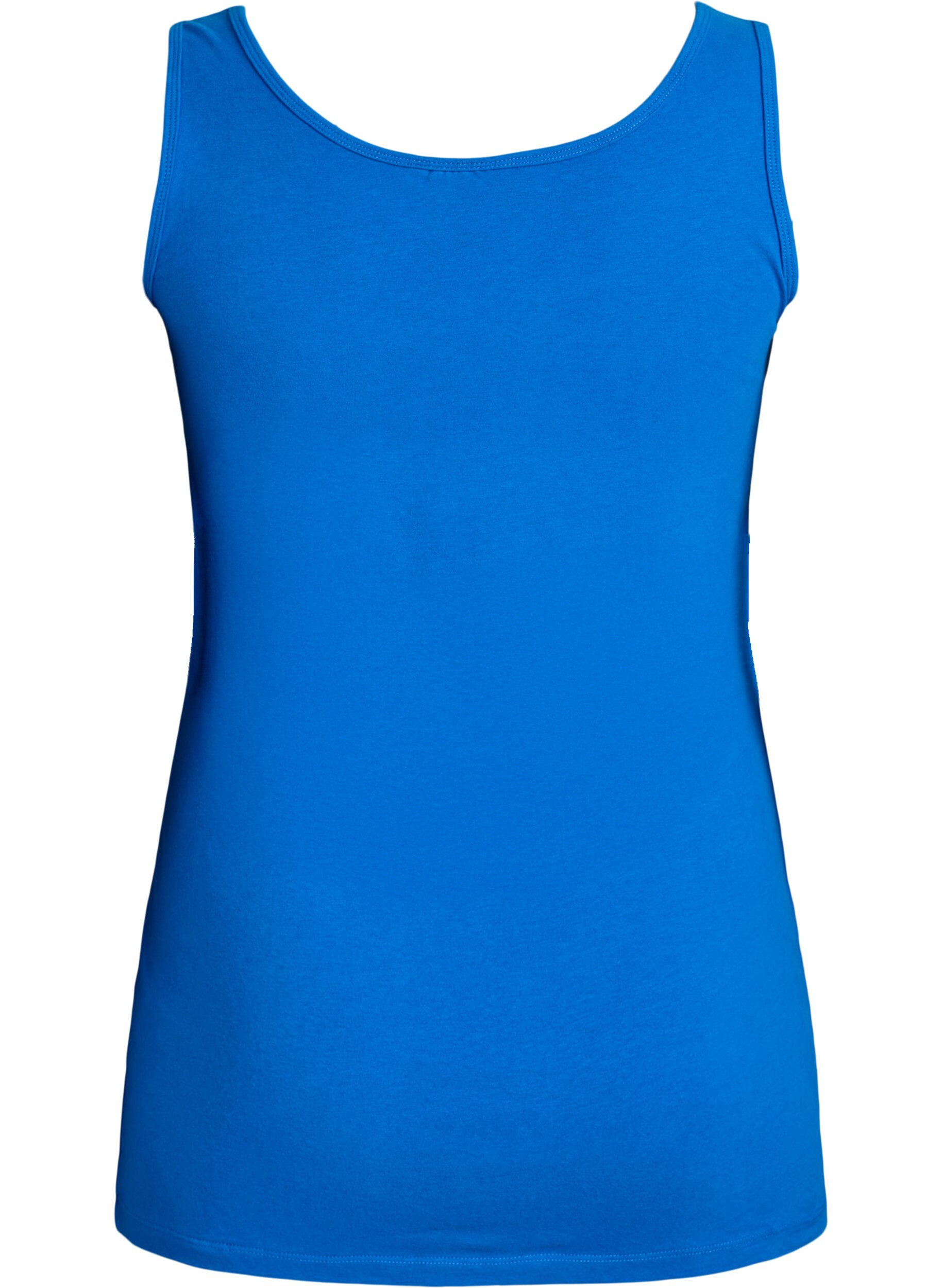 ZizziEnsfarget basic topp i bomull, Bl&aring;, Packshot image number 1