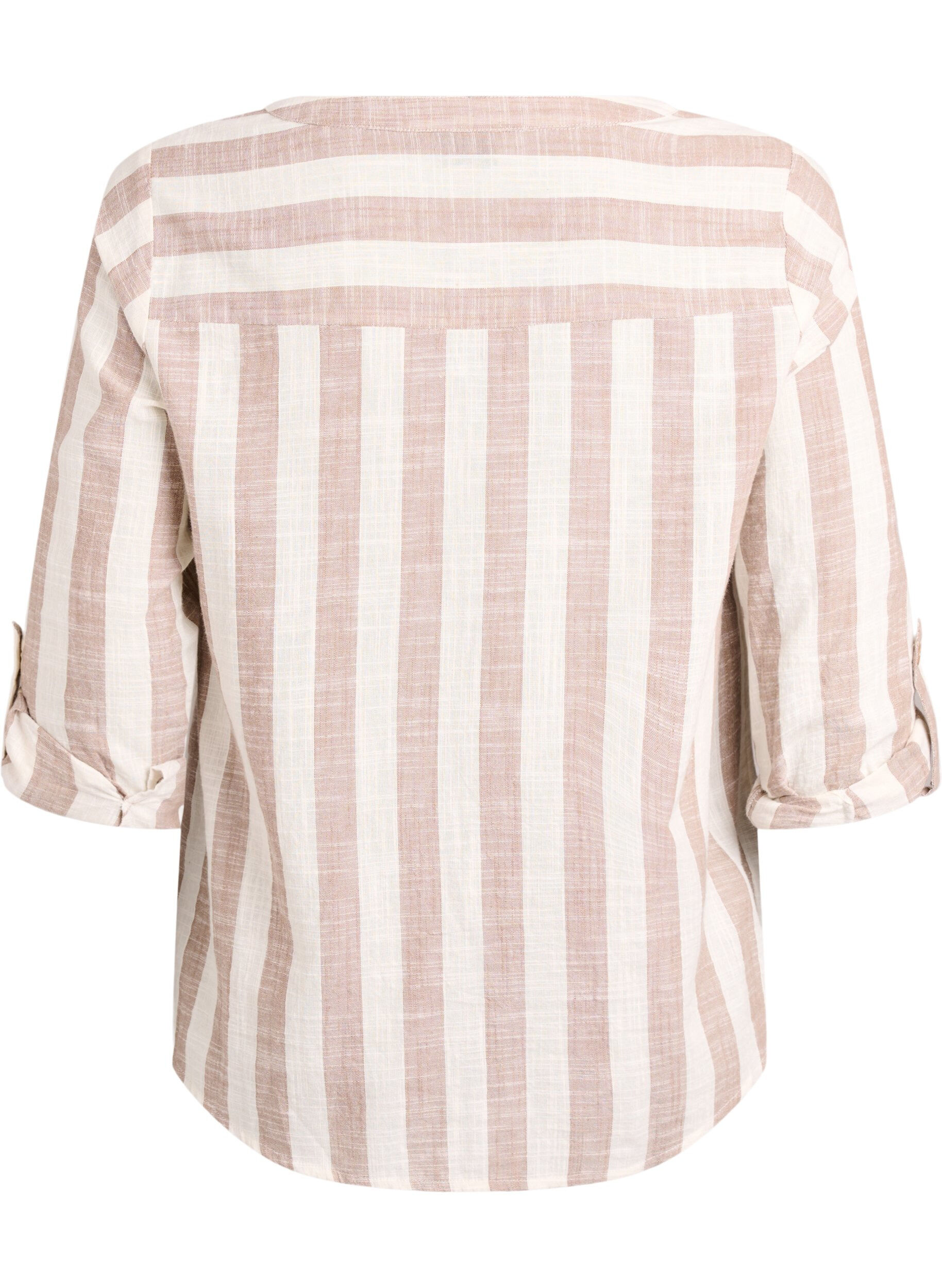ZizziBluse i bomull med V-hals, Beige, Packshot image number 1