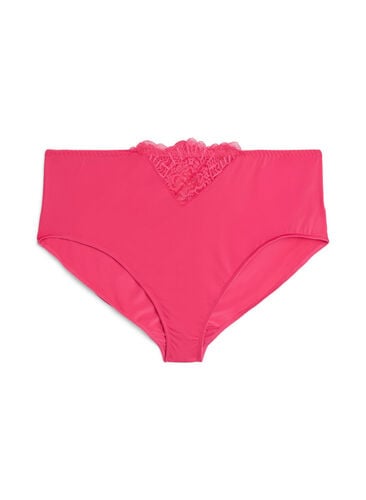 Zizzi Mikrofibertruser med blonder detaljer, Rosa, Packshot image number 0