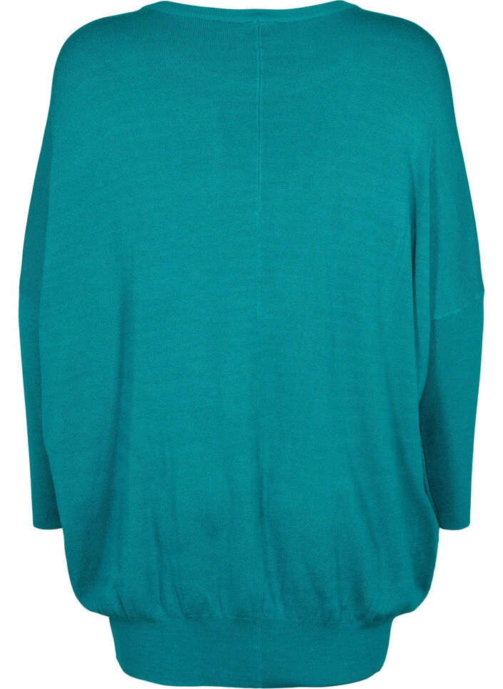 Strikket tunika i en viskoseblanding, Deep Lake, Packshot image number 1