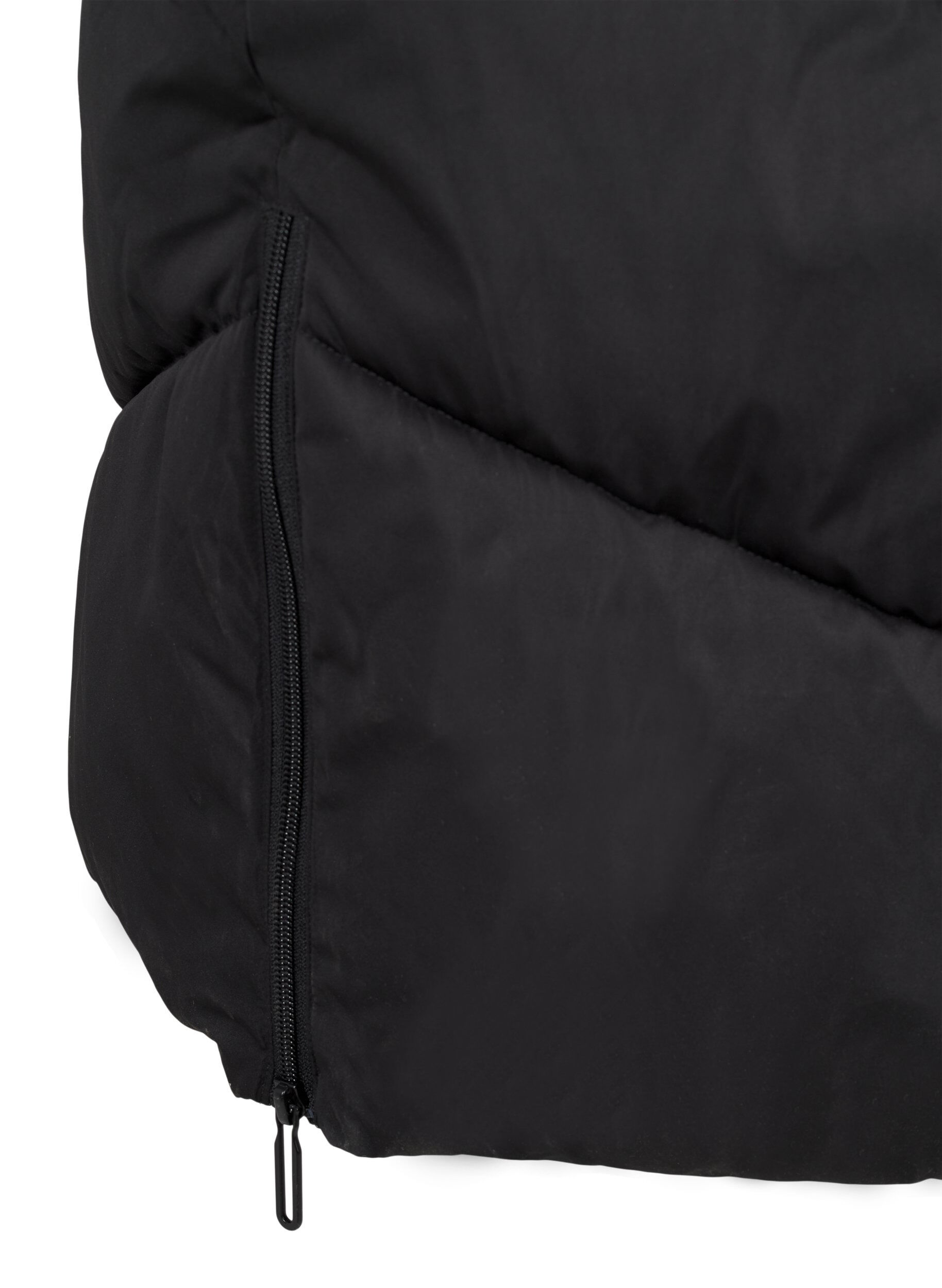 ZizziLang pufferjakke med hette og lommer, Svart, Packshot image number 4